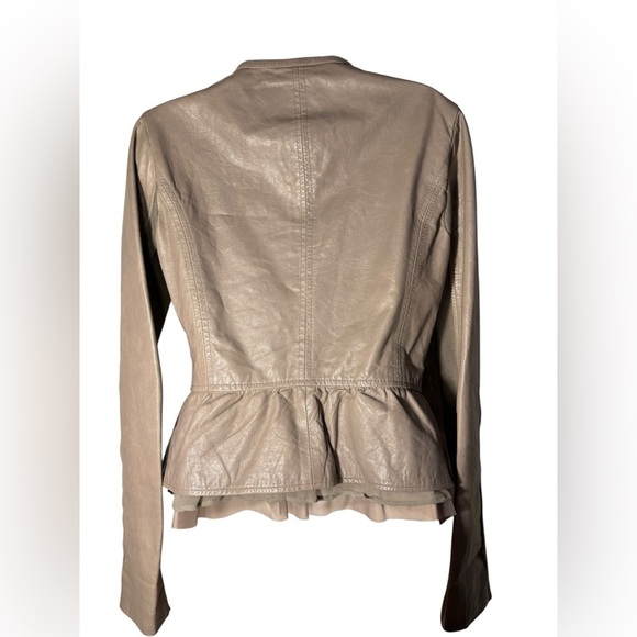 Twin Set Simona Barbieri Size small 100% Genuine Lamb Leather Beige/Gray jacket - Picture 11 of 17